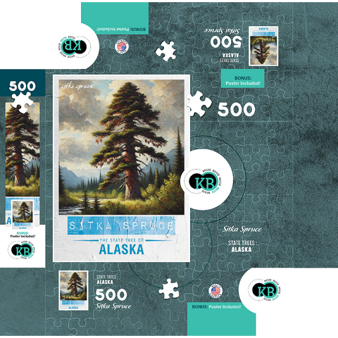 State Trees Series: Alaska, Sitka Spruce 500 Jigsaw Puzzle box 3D Modell
