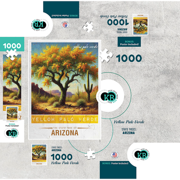 State Trees Series: Arizona, Yellow Palo Verde 1000 Jigsaw Puzzle box 3D Modell