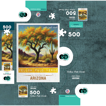 State Trees Series: Arizona, Yellow Palo Verde 500 Jigsaw Puzzle box 3D Modell