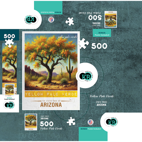 State Trees Series: Arizona, Yellow Palo Verde 500 Jigsaw Puzzle box 3D Modell