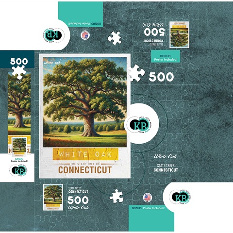 State Trees Series: Connecticut, White Oak 500 Jigsaw Puzzle box 3D Modell
