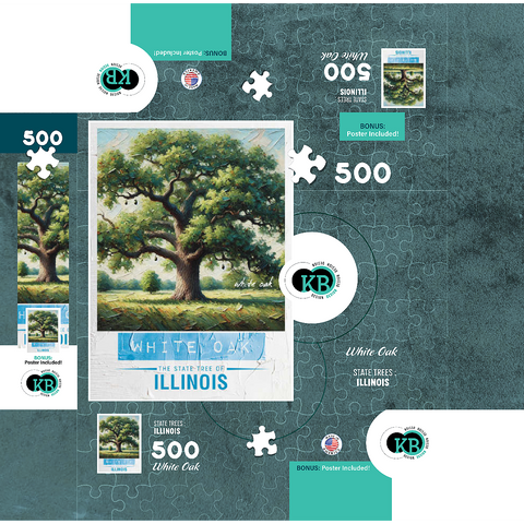 State Trees Series: Illinois, White Oak 500 Jigsaw Puzzle box 3D Modell