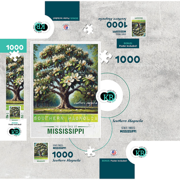 State Trees Series: Mississippi, Southern Magnolia 1000 Jigsaw Puzzle box 3D Modell
