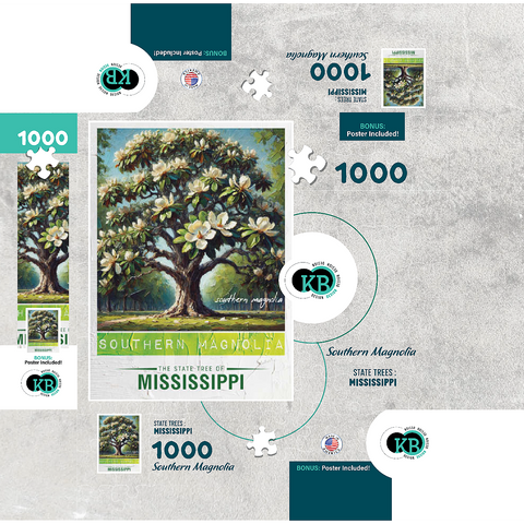 State Trees Series: Mississippi, Southern Magnolia 1000 Jigsaw Puzzle box 3D Modell