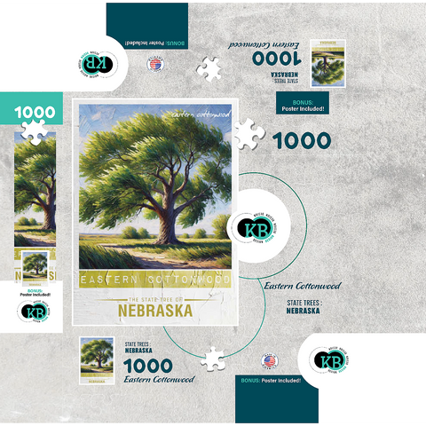 State Trees Series: Nebraska, Eastern Cottonwood 1000 Jigsaw Puzzle box 3D Modell