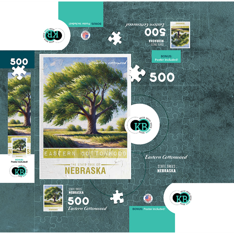 State Trees Series: Nebraska, Eastern Cottonwood 500 Jigsaw Puzzle box 3D Modell