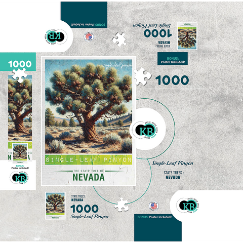 State Trees Series: Nevada, Single-Leaf Pinyon 1000 Jigsaw Puzzle box 3D Modell