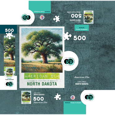 State Trees Series: North Dakota, American Elm 500 Jigsaw Puzzle box 3D Modell