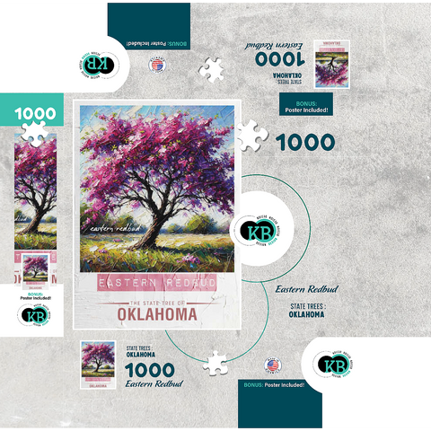 State Trees Series: Oklahoma, Eastern Redbud 1000 Jigsaw Puzzle box 3D Modell