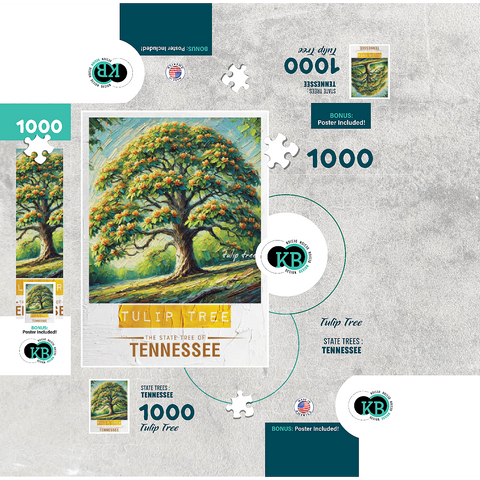 State Trees Series: Tennessee, Tulip Tree 1000 Jigsaw Puzzle box 3D Modell
