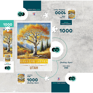 State Trees Series: Utah, Quaking Aspen 1000 Jigsaw Puzzle box 3D Modell