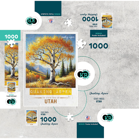 State Trees Series: Utah, Quaking Aspen 1000 Jigsaw Puzzle box 3D Modell