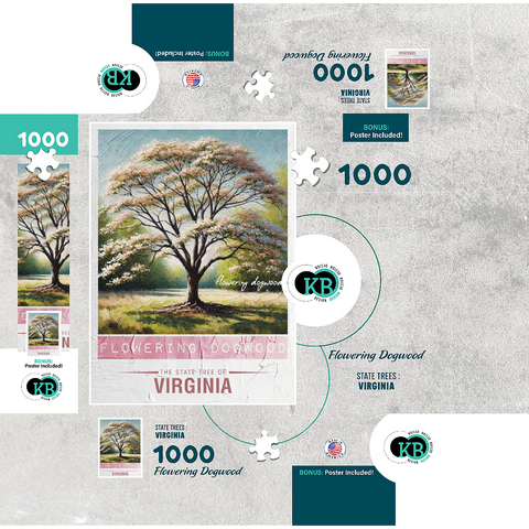 State Trees Series: Virginia, Flowering Dogwood 1000 Jigsaw Puzzle box 3D Modell