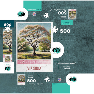 State Trees Series: Virginia, Flowering Dogwood 500 Jigsaw Puzzle box 3D Modell