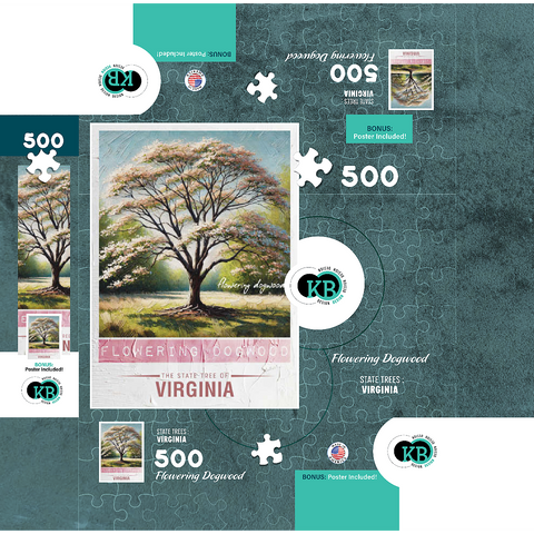 State Trees Series: Virginia, Flowering Dogwood 500 Jigsaw Puzzle box 3D Modell