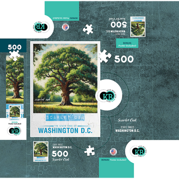 State Trees Series: Washington D.C., Scarlet Oak 500 Jigsaw Puzzle box 3D Modell