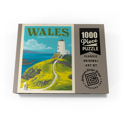Wales: Tŵr Mawr Lighthouse, Vintage Poster 1000 Jigsaw Puzzle box view3
