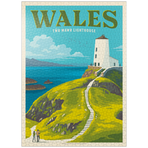 puzzleplate Wales: Tŵr Mawr Lighthouse, Vintage Poster 1000 Jigsaw Puzzle