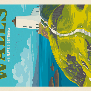 Wales: Tŵr Mawr Lighthouse, Vintage Poster 1000 Jigsaw Puzzle 3D Modell