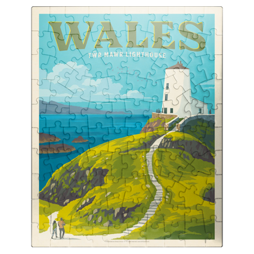 puzzleplate Wales: Tŵr Mawr Lighthouse, Vintage Poster 100 Jigsaw Puzzle