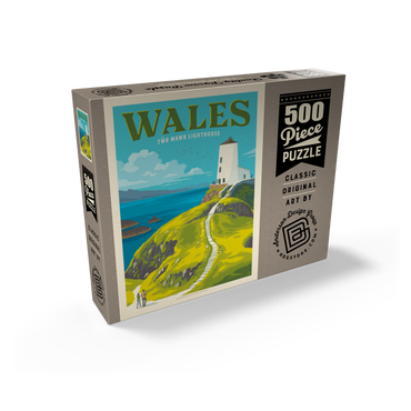 Wales: Tŵr Mawr Lighthouse, Vintage Poster 500 Jigsaw Puzzle box view2
