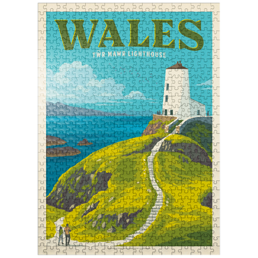 puzzleplate Wales: Tŵr Mawr Lighthouse, Vintage Poster 500 Jigsaw Puzzle