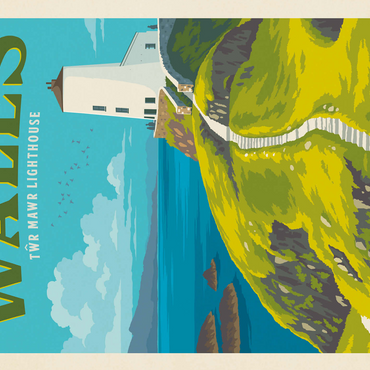 Wales: Tŵr Mawr Lighthouse, Vintage Poster 500 Jigsaw Puzzle 3D Modell