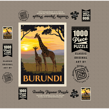 Burundi, Africa, Vintage Poster 1000 Jigsaw Puzzle box 3D Modell