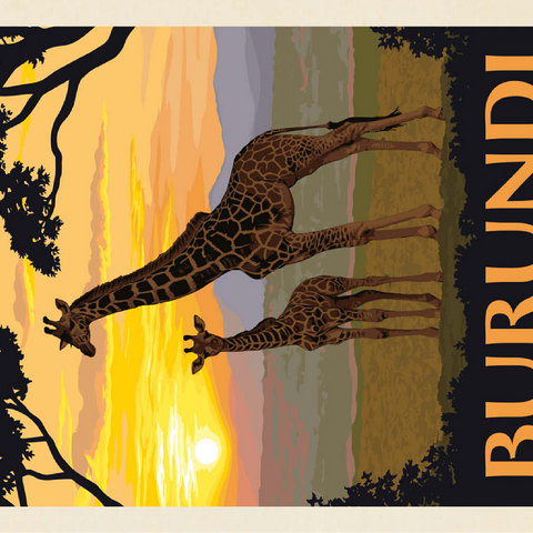 Burundi, Africa, Vintage Poster 100 Jigsaw Puzzle 3D Modell