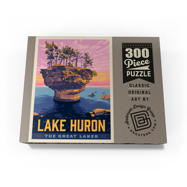 Great Lakes: Lake Huron, Vintage Poster 300 Jigsaw Puzzle box view3