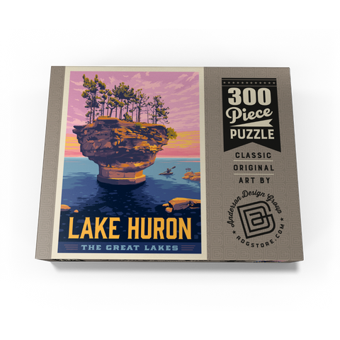 Great Lakes: Lake Huron, Vintage Poster 300 Jigsaw Puzzle box view3