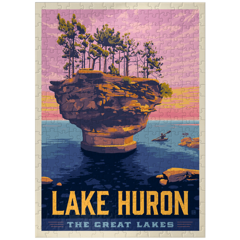 puzzleplate Great Lakes: Lake Huron, Vintage Poster 300 Jigsaw Puzzle