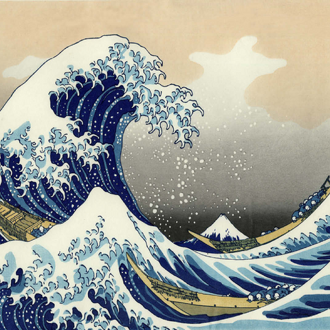 The Great Wave off Kanagawa, Katsushika Hokusai - Iconic Japanese Art 100 Jigsaw Puzzle 3D Modell