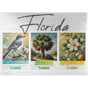 puzzleplate Florida: Bird, Tree, Flower- State Symbols Collage Series 1000 Jigsaw Puzzle