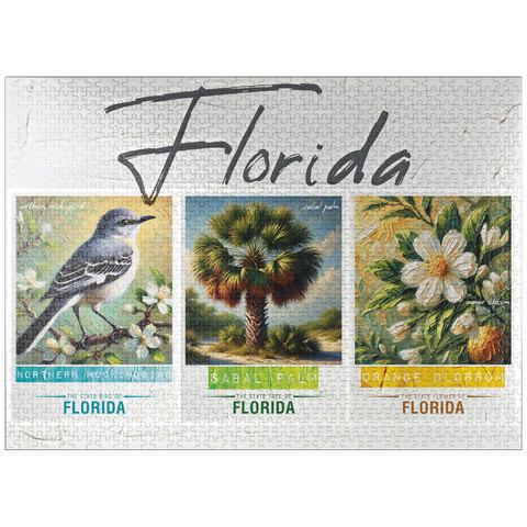 puzzleplate Florida: Bird, Tree, Flower- State Symbols Collage Series 1000 Jigsaw Puzzle