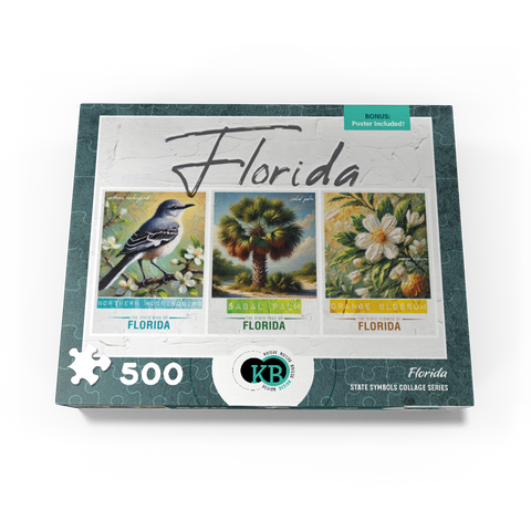 Florida: Bird, Tree, Flower- State Symbols Collage Series 500 Jigsaw Puzzle box view3