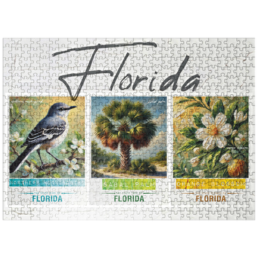 puzzleplate Florida: Bird, Tree, Flower- State Symbols Collage Series 500 Jigsaw Puzzle