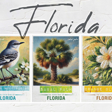 Florida: Bird, Tree, Flower- State Symbols Collage Series 500 Jigsaw Puzzle 3D Modell