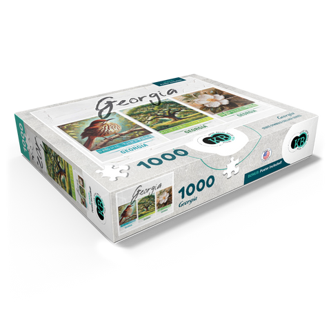 Georgia: Bird, Tree, Flower- State Symbols Collage Series 1000 Jigsaw Puzzle box view1