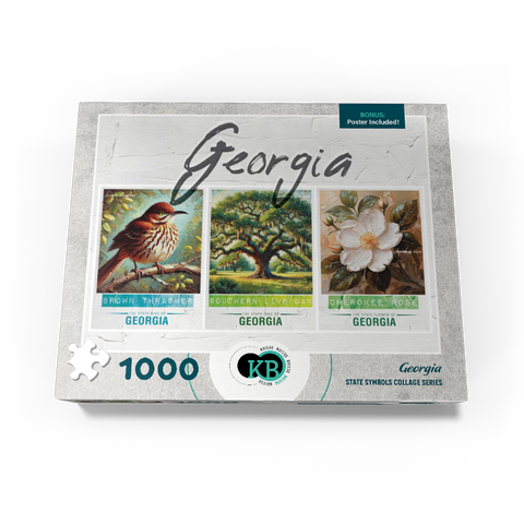 Georgia: Bird, Tree, Flower- State Symbols Collage Series 1000 Jigsaw Puzzle box view3