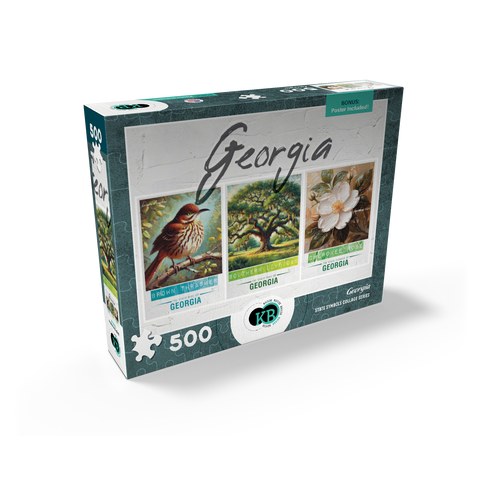 Georgia: Bird, Tree, Flower- State Symbols Collage Series 500 Jigsaw Puzzle box view2
