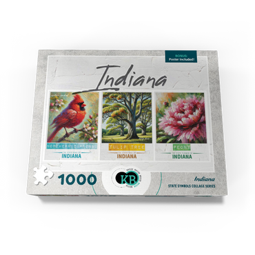 Indiana: Bird, Tree, Flower- State Symbols Collage Series 1000 Jigsaw Puzzle box view3