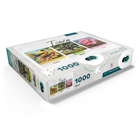 Iowa: Bird, Tree, Flower- State Symbols Collage Series 1000 Jigsaw Puzzle box view1