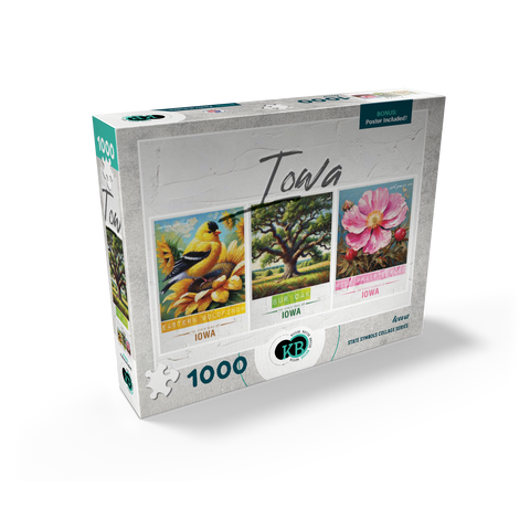 Iowa: Bird, Tree, Flower- State Symbols Collage Series 1000 Jigsaw Puzzle box view2