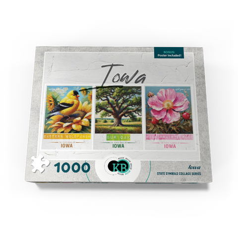 Iowa: Bird, Tree, Flower- State Symbols Collage Series 1000 Jigsaw Puzzle box view3