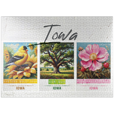 puzzleplate Iowa: Bird, Tree, Flower- State Symbols Collage Series 1000 Jigsaw Puzzle