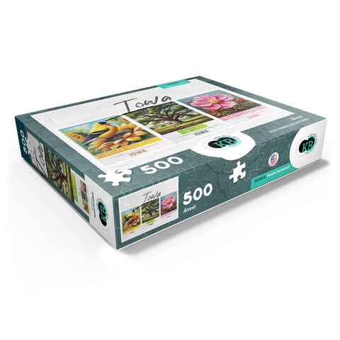 Iowa: Bird, Tree, Flower- State Symbols Collage Series 500 Jigsaw Puzzle box view1