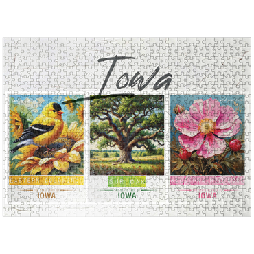 puzzleplate Iowa: Bird, Tree, Flower- State Symbols Collage Series 500 Jigsaw Puzzle