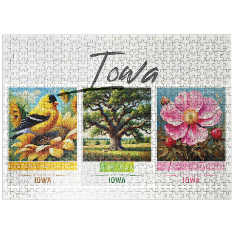 puzzleplate Iowa: Bird, Tree, Flower- State Symbols Collage Series 500 Jigsaw Puzzle