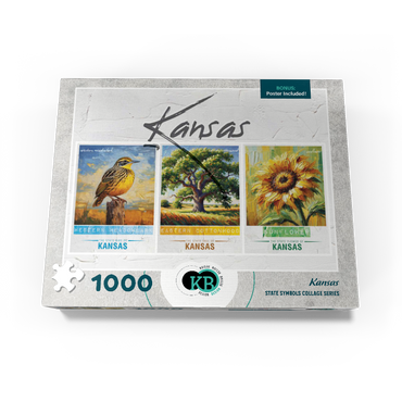 Kansas: Bird, Tree, Flower- State Symbols Collage Series 1000 Jigsaw Puzzle box view3